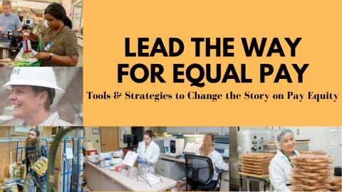 Webinar logo with title Lead the Way for Equal Pay